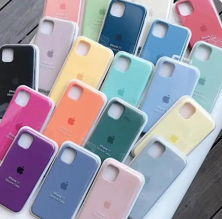 Original Silicone Cases For iPhone 17 16 15 12 14 13 Pro Max 15 16 Plus logo Case For Apple iPhone 11 14 15 16 17 Pro Cover
